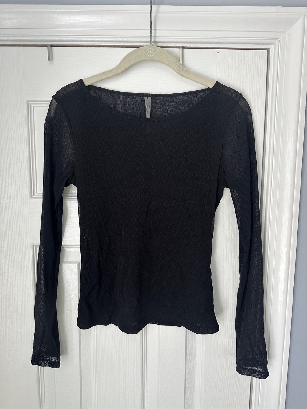 Anthropologie Black Sheer Long-Sleeve Top